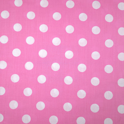ONE INCH POLKA DOT WHITE ON PINK