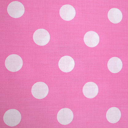 ONE INCH POLKA DOT WHITE ON PINK