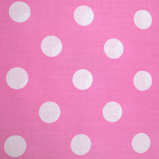 ONE INCH POLKA DOT WHITE ON PINK