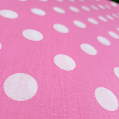 ONE INCH POLKA DOT WHITE ON PINK