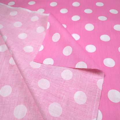 ONE INCH POLKA DOT WHITE ON PINK