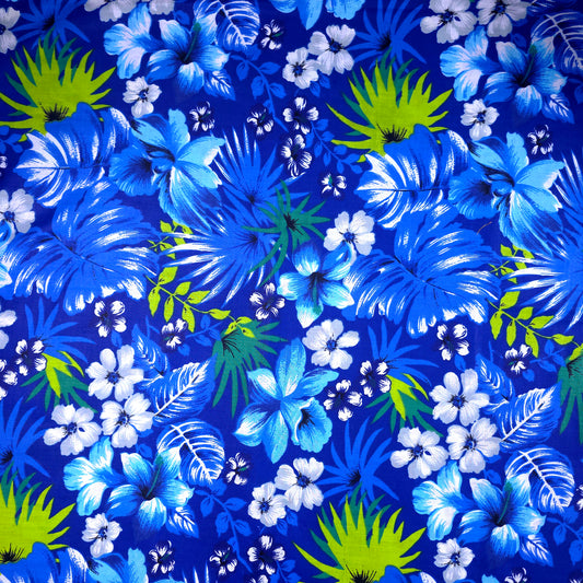 HAWAIIAN FLORAL MOTIF BLUE ROYAL