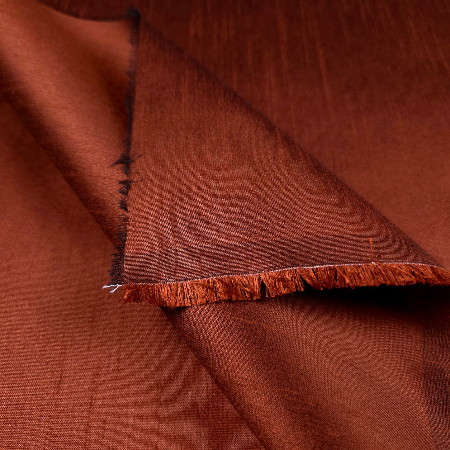 BROWN COPPER PENNY FAUX SILK DUPIONI