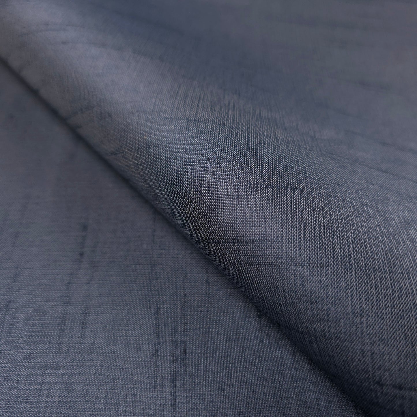 BLUE ASH NAVY GRAY FAUX SILK DUPIONI
