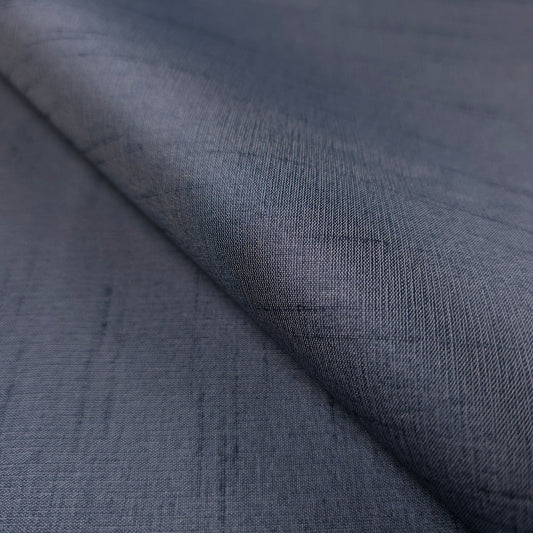 BLUE ASH NAVY GRAY FAUX SILK DUPIONI