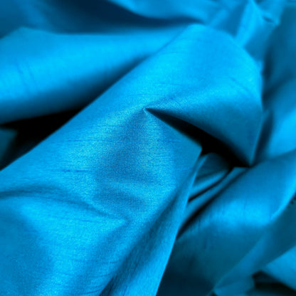 BLUE TURQUOISE FAUX SILK DUPIONI