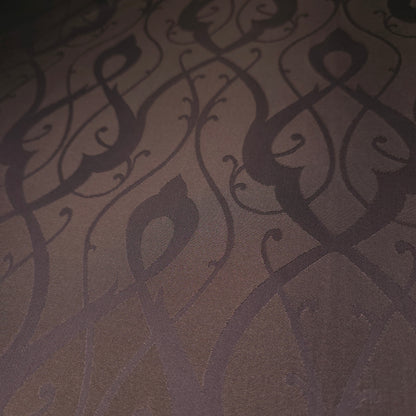BROWN SCROLLWORK DAMASK DRAPERY