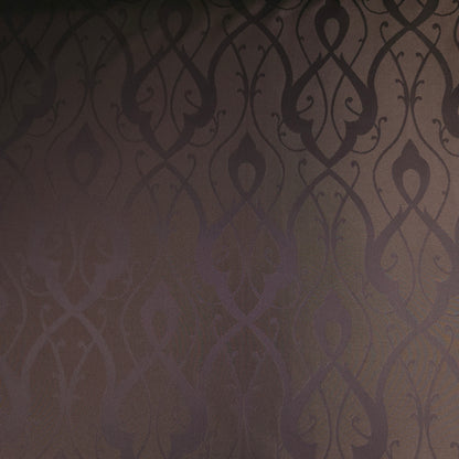 BROWN SCROLLWORK DAMASK DRAPERY