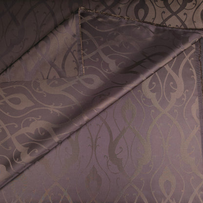 BROWN SCROLLWORK DAMASK DRAPERY