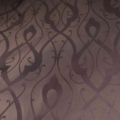 BROWN SCROLLWORK DAMASK DRAPERY