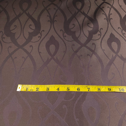 BROWN SCROLLWORK DAMASK DRAPERY