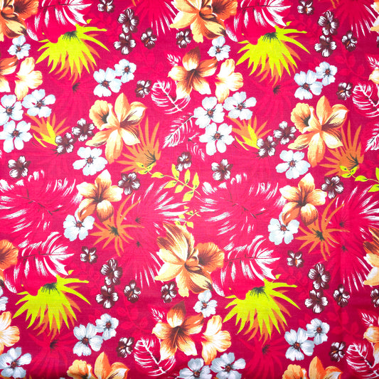 HAWAIIAN FLORAL MOTIF RED