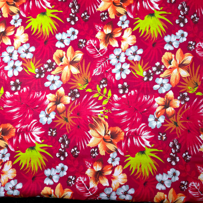 HAWAIIAN FLORAL MOTIF RED