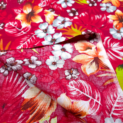 HAWAIIAN FLORAL MOTIF RED