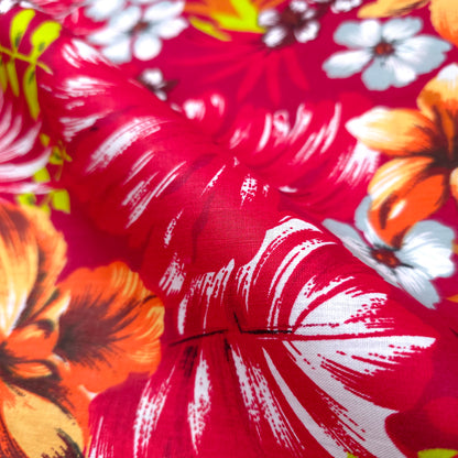 HAWAIIAN FLORAL MOTIF RED