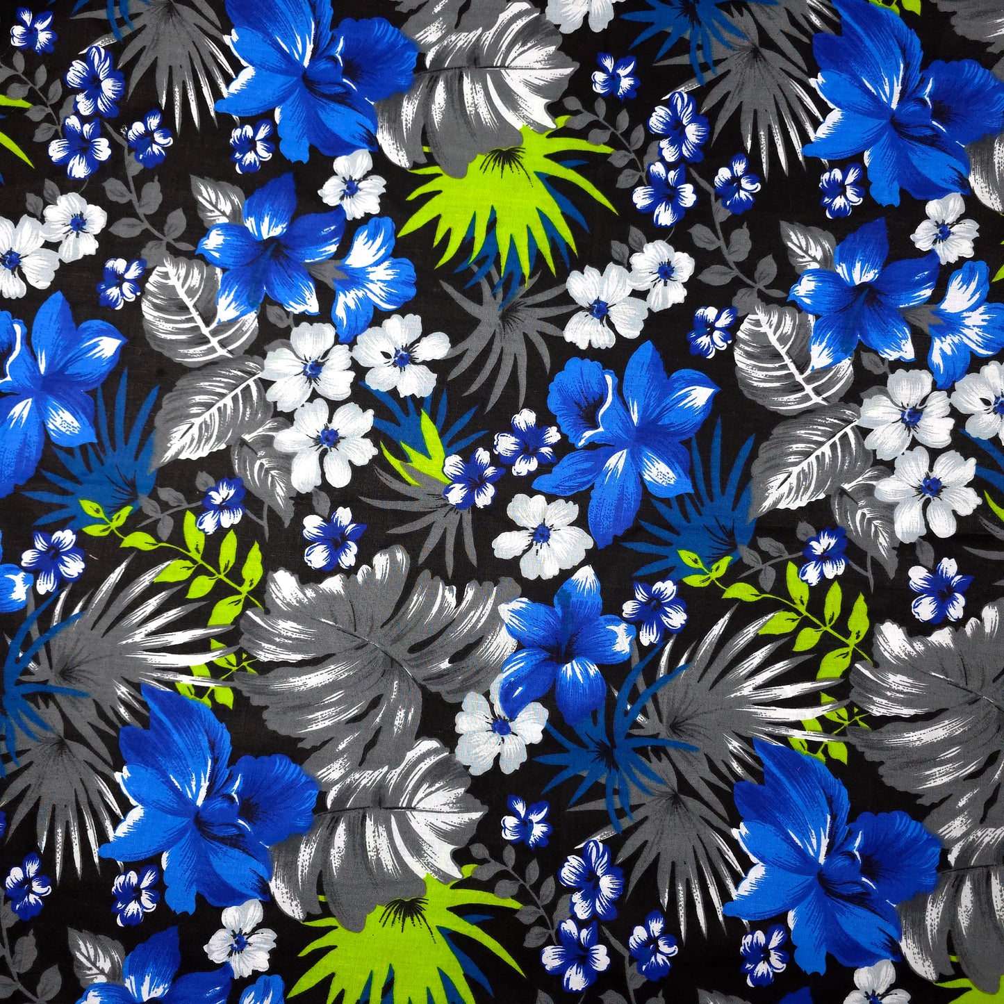 HAWAIIAN FLORAL MOTIF BLACK