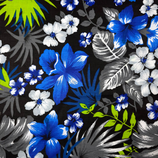 HAWAIIAN FLORAL MOTIF BLACK