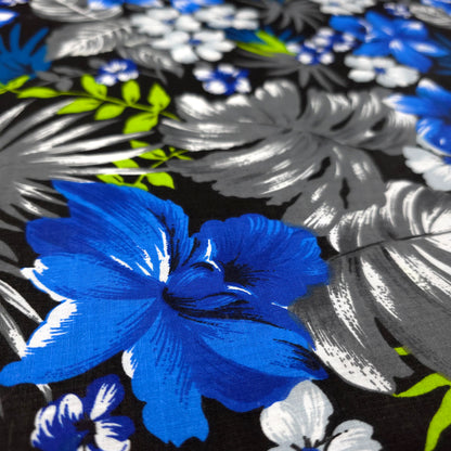 HAWAIIAN FLORAL MOTIF BLACK