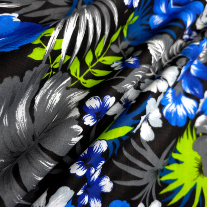 HAWAIIAN FLORAL MOTIF BLACK