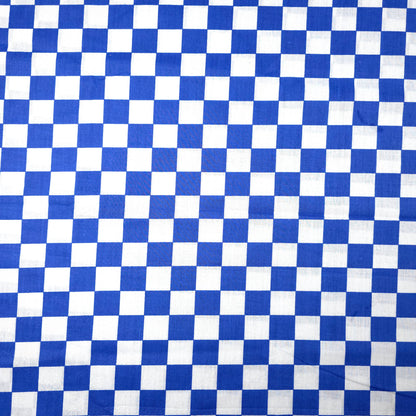 CHESSBOARD PRINT POLYCOTTON BLUE WHITE