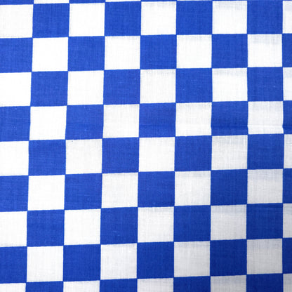 CHESSBOARD PRINT POLYCOTTON BLUE WHITE