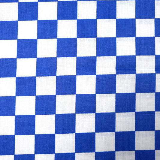 CHESSBOARD PRINT POLYCOTTON BLUE WHITE