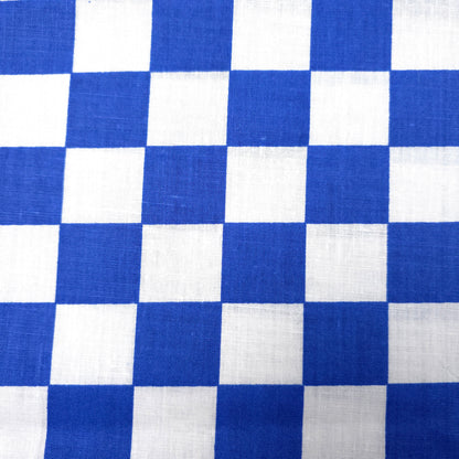 CHESSBOARD PRINT POLYCOTTON BLUE WHITE