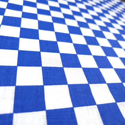 CHESSBOARD PRINT POLYCOTTON BLUE WHITE
