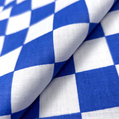 CHESSBOARD PRINT POLYCOTTON BLUE WHITE