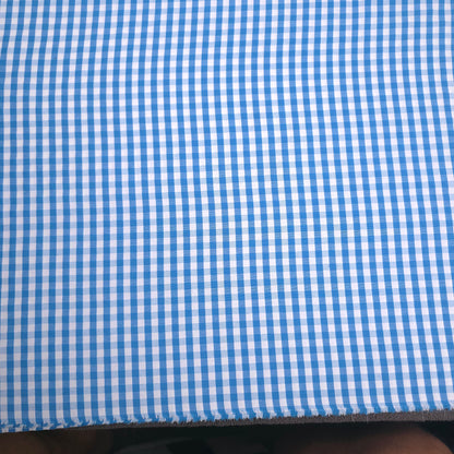 BLUE TURQUOISE GINGHAM POLYCOTTON