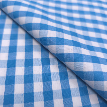 BLUE TURQUOISE GINGHAM POLYCOTTON