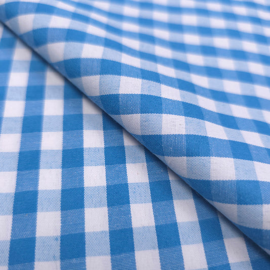 BLUE TURQUOISE GINGHAM POLYCOTTON