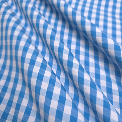 BLUE TURQUOISE GINGHAM POLYCOTTON