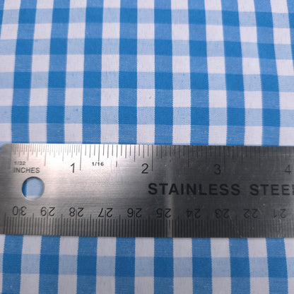 BLUE TURQUOISE GINGHAM POLYCOTTON