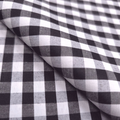 1/4" GINGHAM POLYCOTTON PRINT BLACK WHITE