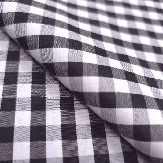 1/4" GINGHAM POLYCOTTON PRINT BLACK WHITE