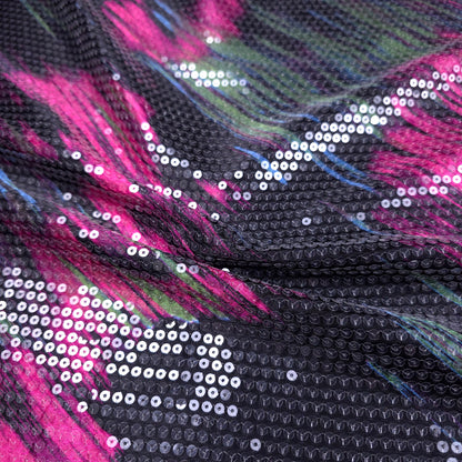 RETRO BRUSHSTROKE CLEAR SEQUIN SATIN PINK