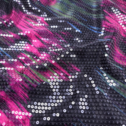 RETRO BRUSHSTROKE CLEAR SEQUIN SATIN PINK