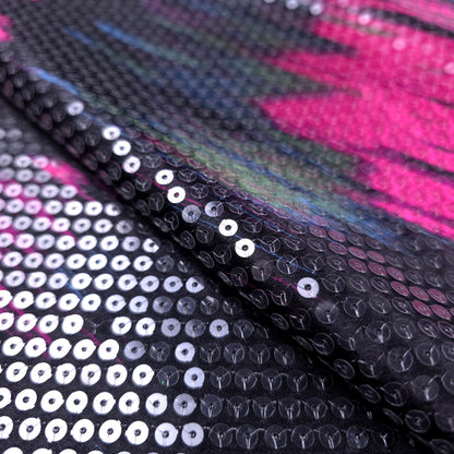 RETRO BRUSHSTROKE CLEAR SEQUIN SATIN PINK