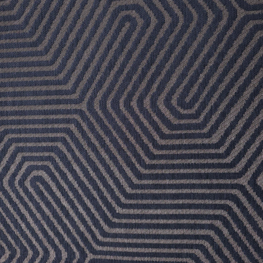 NAVY GEO MAZE CHENIELLE UPHOLSTERY