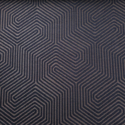 NAVY GEO MAZE CHENIELLE UPHOLSTERY