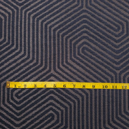 NAVY GEO MAZE CHENIELLE UPHOLSTERY