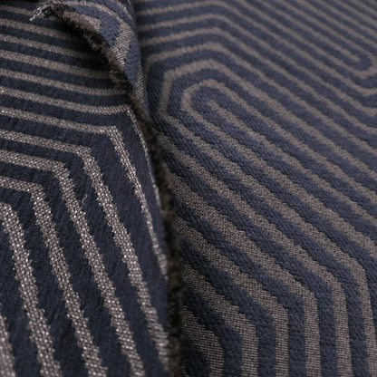 NAVY GEO MAZE CHENIELLE UPHOLSTERY