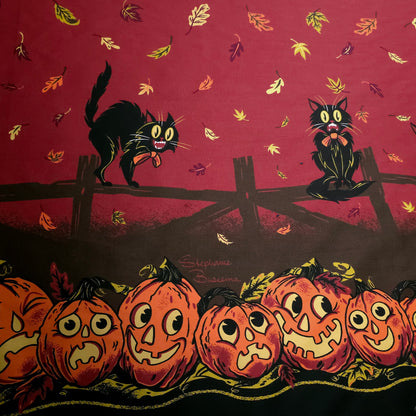 VINTAGE HALLOWEEN CAT PUMPKIN BORDER