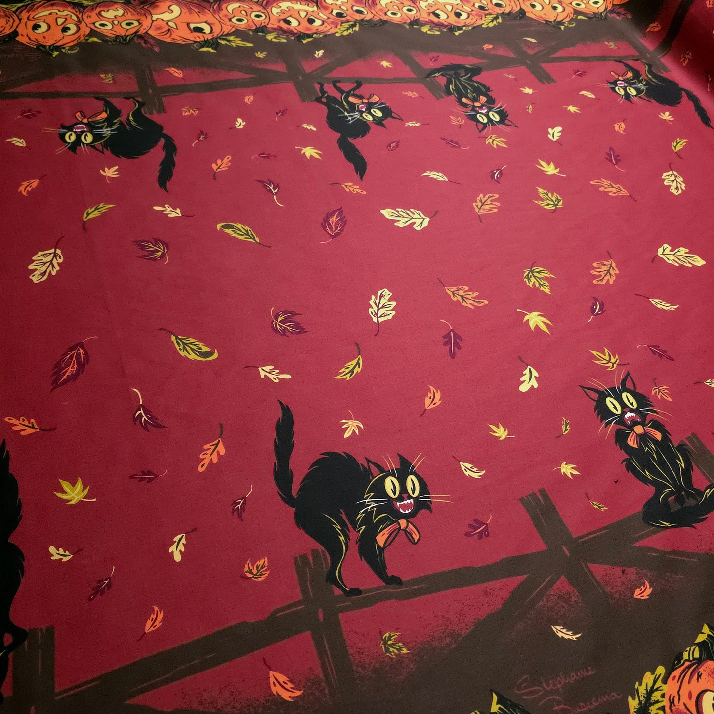 VINTAGE HALLOWEEN CAT PUMPKIN BORDER