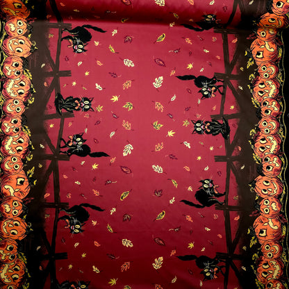 VINTAGE HALLOWEEN CAT PUMPKIN BORDER
