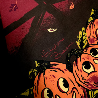 VINTAGE HALLOWEEN CAT PUMPKIN BORDER