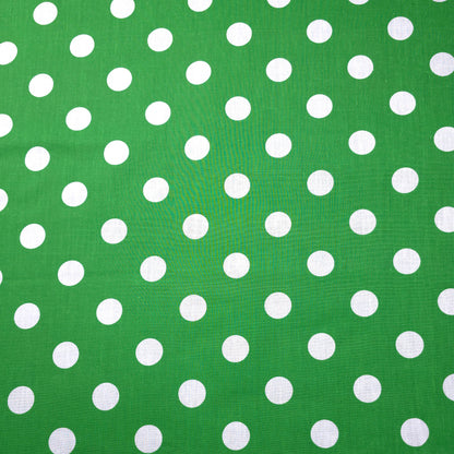 GREEN W/ WHITE POLKA DOT POLYCOTTON