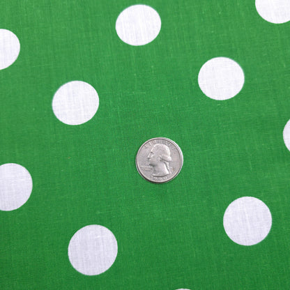 GREEN W/ WHITE POLKA DOT POLYCOTTON