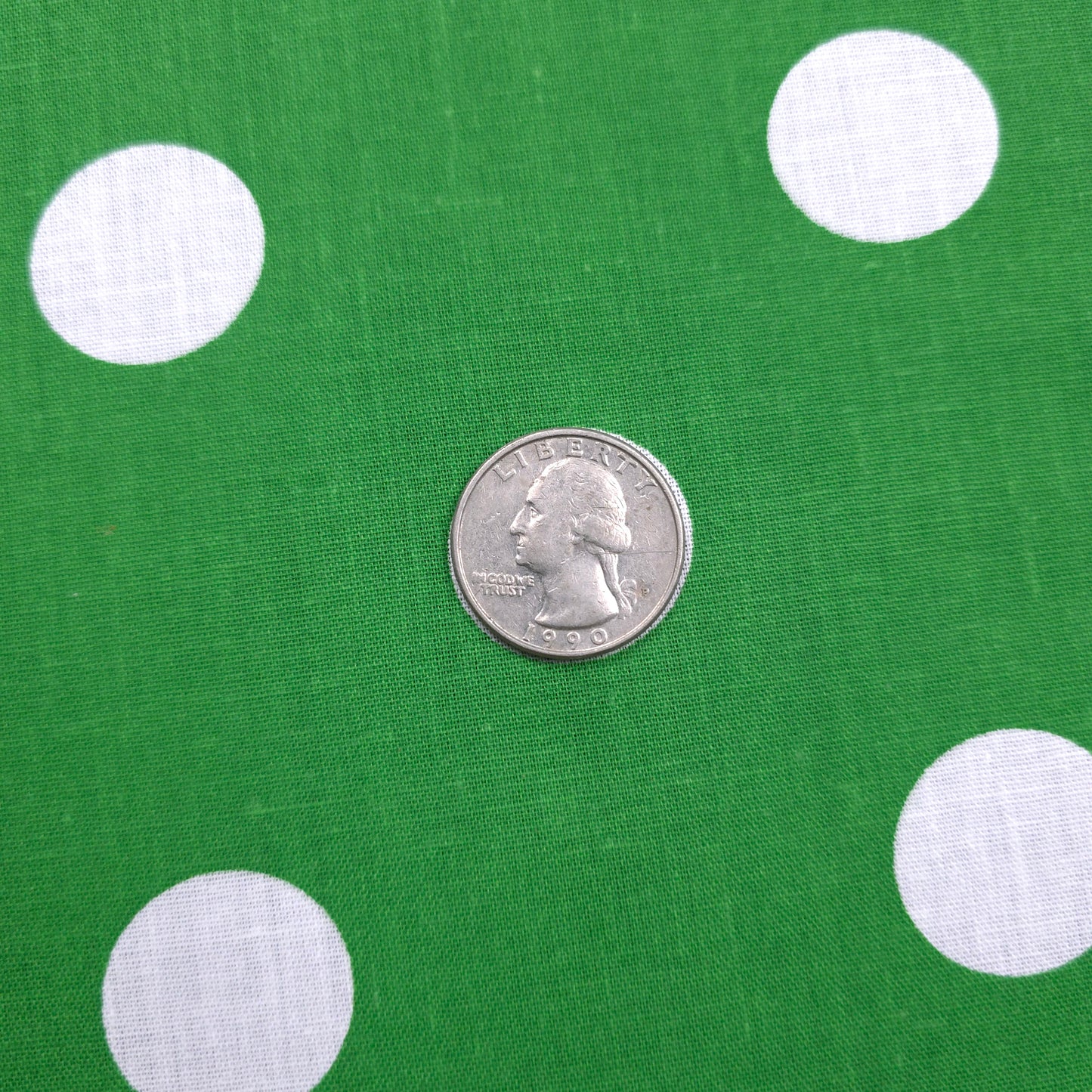 GREEN W/ WHITE POLKA DOT POLYCOTTON